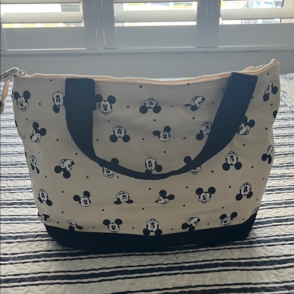 Mickey Mouse Patterned Tote Bag - Black and Cream
